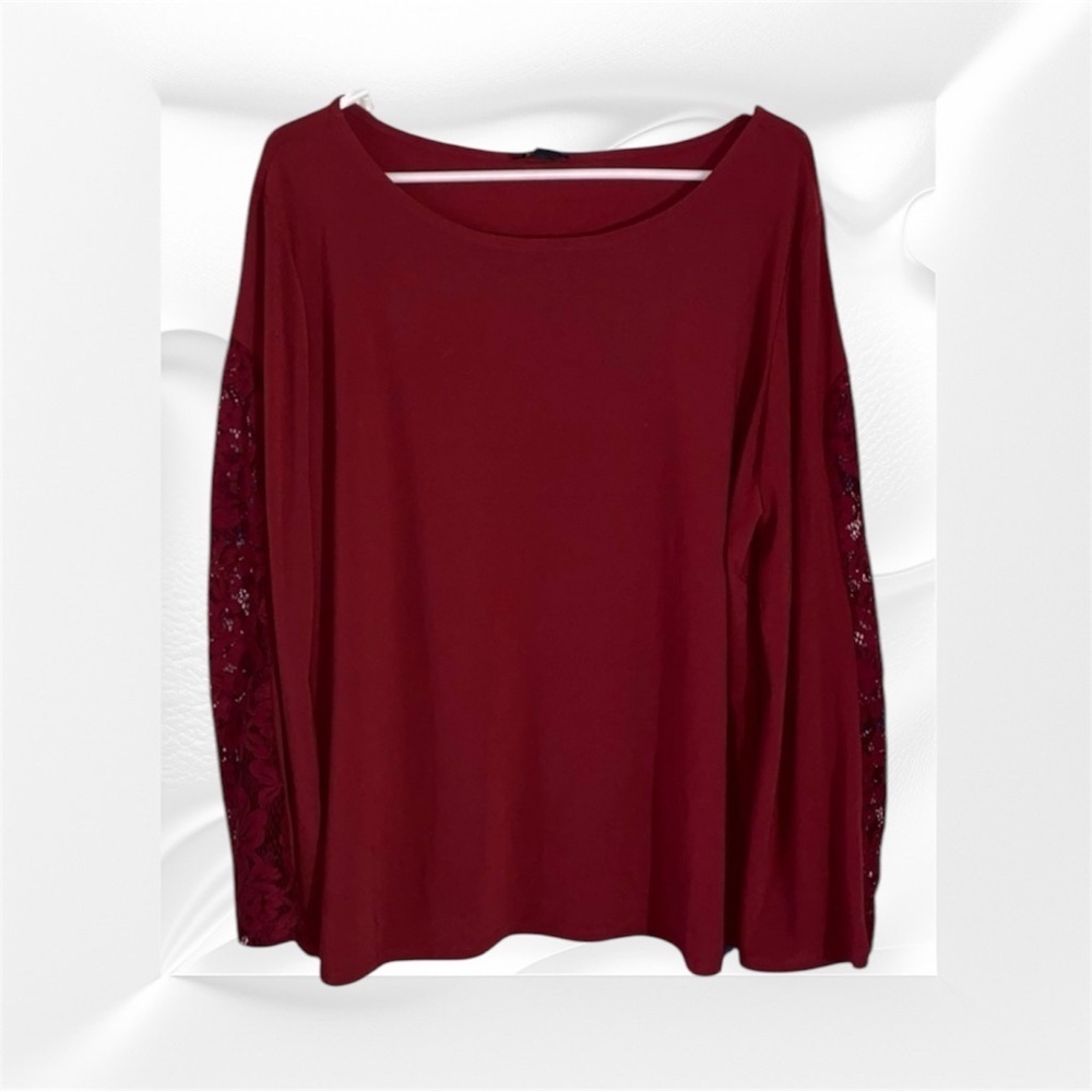 IMAN Global Burgundy Bell Sleeve Blouse 1X